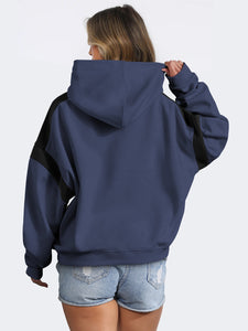 Contrast Dropped Shoulder Long Sleeve Hoodie (multiple color options)