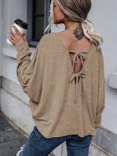 Load image into Gallery viewer, Double Tie Drop Shoulder Long Sleeve Top (multiple color options)
