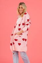 Load image into Gallery viewer, Heart Graphic Open Front Cardigan with Pockets (multiple color options)
