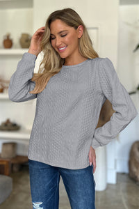 Textured Round Neck Long Sleeve Top (multiple color options)