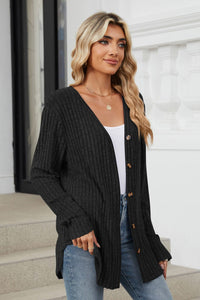 Ribbed Button Up Long Sleeve Cardigan (multiple color options)