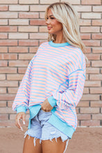 Load image into Gallery viewer, High-Low Striped Long Sleeve Sweatshirt (2 color options)
