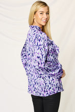 Load image into Gallery viewer, Printed Ruffle Trim Balloon Sleeve Shirt
