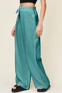 Texture Drawstring Wide Leg Pants (multiple color options)