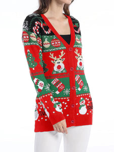 Reindeer Button Up Long Sleeve Cardigan (multiple color options)