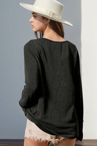 Notched Thumbhole Long Sleeve Top (multiple color options)