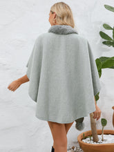 Load image into Gallery viewer, Fuzzy Trim Open Front Poncho (multiple color options)
