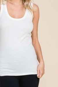 Ribbed Scoop Neck Tank in Soft White