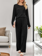 Load image into Gallery viewer, Round Neck Long Sleeve Top and Pants Lounge Set  (multiple color options)
