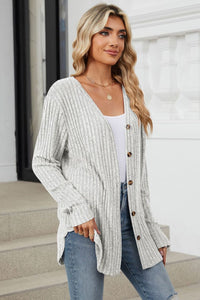 Ribbed Button Up Long Sleeve Cardigan (multiple color options)