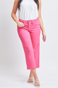Mid-Rise Hyperstretch Cropped Straight Pants in Fiery Coral