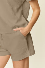 Load image into Gallery viewer, Texture Short Sleeve Top and Drawstring Shorts Set (multiple color options)
