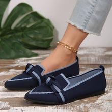 Load image into Gallery viewer, Bow Contrast Trim Point Toe Loafers (multiple color options)
