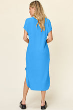 Load image into Gallery viewer, Round Neck Short Sleeve Slit Dress (2 color options)
