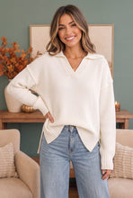 Load image into Gallery viewer, Collar Me Impressed Knit Sweater in Cream
