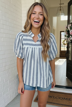 Load image into Gallery viewer, Stripe It Right Babydoll Blouse
