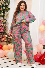 Load image into Gallery viewer, Printed Round Neck Long Sleeve Top and Pants Lounge Set
