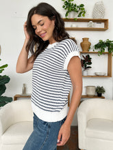 Load image into Gallery viewer, Striped Round Neck Cap Sleeve Sweater (multiple color options)
