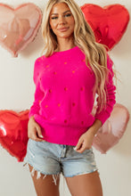 Load image into Gallery viewer, Heart Round Neck Long Sleeve Sweater
