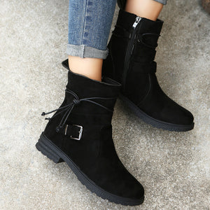 Suede Side Zip Round Toe Boots (multiple color options)