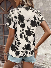 Load image into Gallery viewer, Flower Notched Short Sleeve Blouse (multiple color options)
