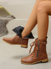 Load image into Gallery viewer, PU Leather Lace-Up Boots (multiple color options)
