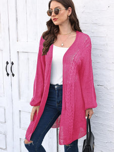 Cable-Knit Open Front Long Sleeve Cardigan (multiple color options)