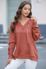 Load image into Gallery viewer, Exposed Seam V-Neck Drawstring Hoodie (multiple color options)
