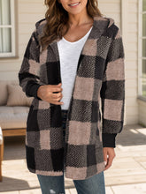 Load image into Gallery viewer, Plaid Long Sleeve Hooded Coat (multiple color options)
