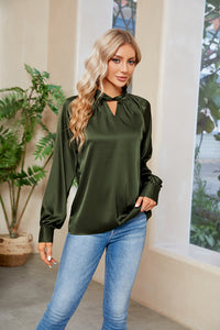 Cutout Mock Neck Long Sleeve Top (multiple color options)