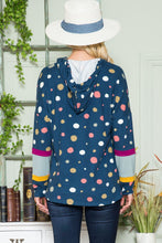 Load image into Gallery viewer, Polka Dot Drawstring Hoodie in Navy
