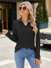 Load image into Gallery viewer, Ribbed Johnny Collar Long Sleeve Top (multiple color options)
