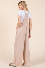 Load image into Gallery viewer, Knot Straps Wide Leg Ribbed Overalls with Pockets in Dust Storm
