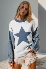 Load image into Gallery viewer, Star Pattern Raw Edge Long Sleeve Sweater (multiple color options)
