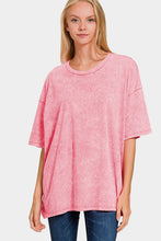 Load image into Gallery viewer, Washed Round Neck Drop Shoulder Oversized T-Shirt in Pink
