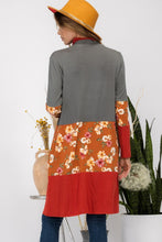 Load image into Gallery viewer, Floral Color Block Open Front Cardigan
