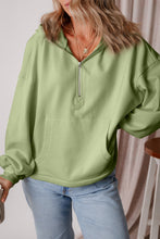 Load image into Gallery viewer, Pocketed Half Zip Dropped Shoulder Hoodie (multiple color options)
