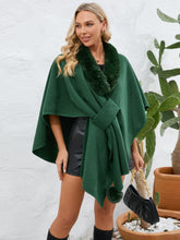 Load image into Gallery viewer, Fuzzy Trim Open Front Poncho (multiple color options)
