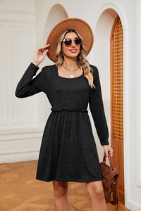 Square Neck Long Sleeve Dress (multiple color options)