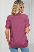 Load image into Gallery viewer, Ruched V-Neck Short Sleeve T-Shirt (multiple color options)
