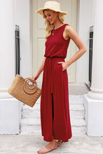 Load image into Gallery viewer, Slit Round Neck Sleeveless Dress
