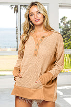 Load image into Gallery viewer, Long Sleeve Top with Kangaroo Pocket in Taupe
