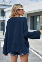 Load image into Gallery viewer, Round Neck Dropped Shoulder Slit Sweater (multiple color options)
