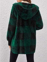 Load image into Gallery viewer, Plaid Long Sleeve Hooded Coat (multiple color options)
