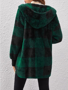 Plaid Long Sleeve Hooded Coat (multiple color options)