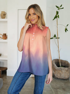 Frill Printed Mock Neck Top (multiple color options)