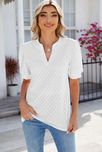Load image into Gallery viewer, Eyelet Notched Puff Sleeve Top (multiple color options)

