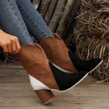 Load image into Gallery viewer, Suede Square Toe Block Heel Boots  (multiple color options)
