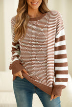 Load image into Gallery viewer, Striped Round Neck Dropped Shoulder Sweater (multiple color options)
