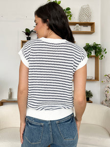 Striped Round Neck Cap Sleeve Sweater (multiple color options)